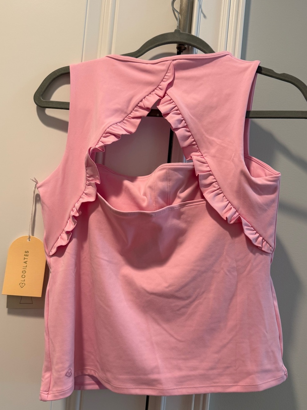 Target Blogilates Pink Sleeveless Ruffle-Back Tank Top - Picture 3 of 4